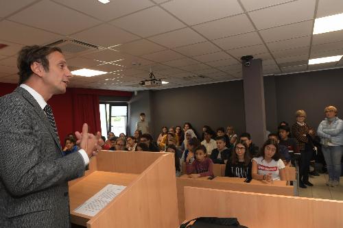 Massimiliano Fedriga, governatore del Friuli Venezia Giulia, interviene all'Open day della Società Bulloneria Europea - S.B.E. di Monfalcone